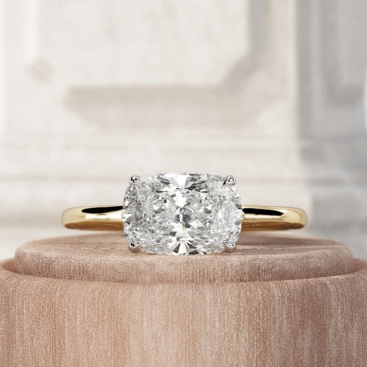Moissanite 2.0CT Cushion Diamond Avant Garde Engagement Ring