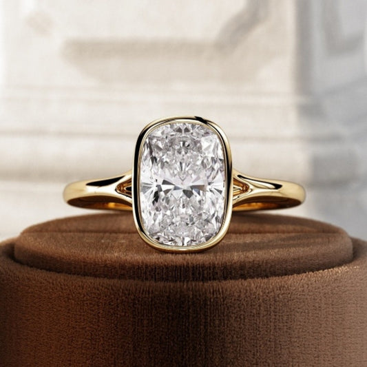 Moissanite 3.30 CT Cushion  Diamond Edwardian Anniversary Ring