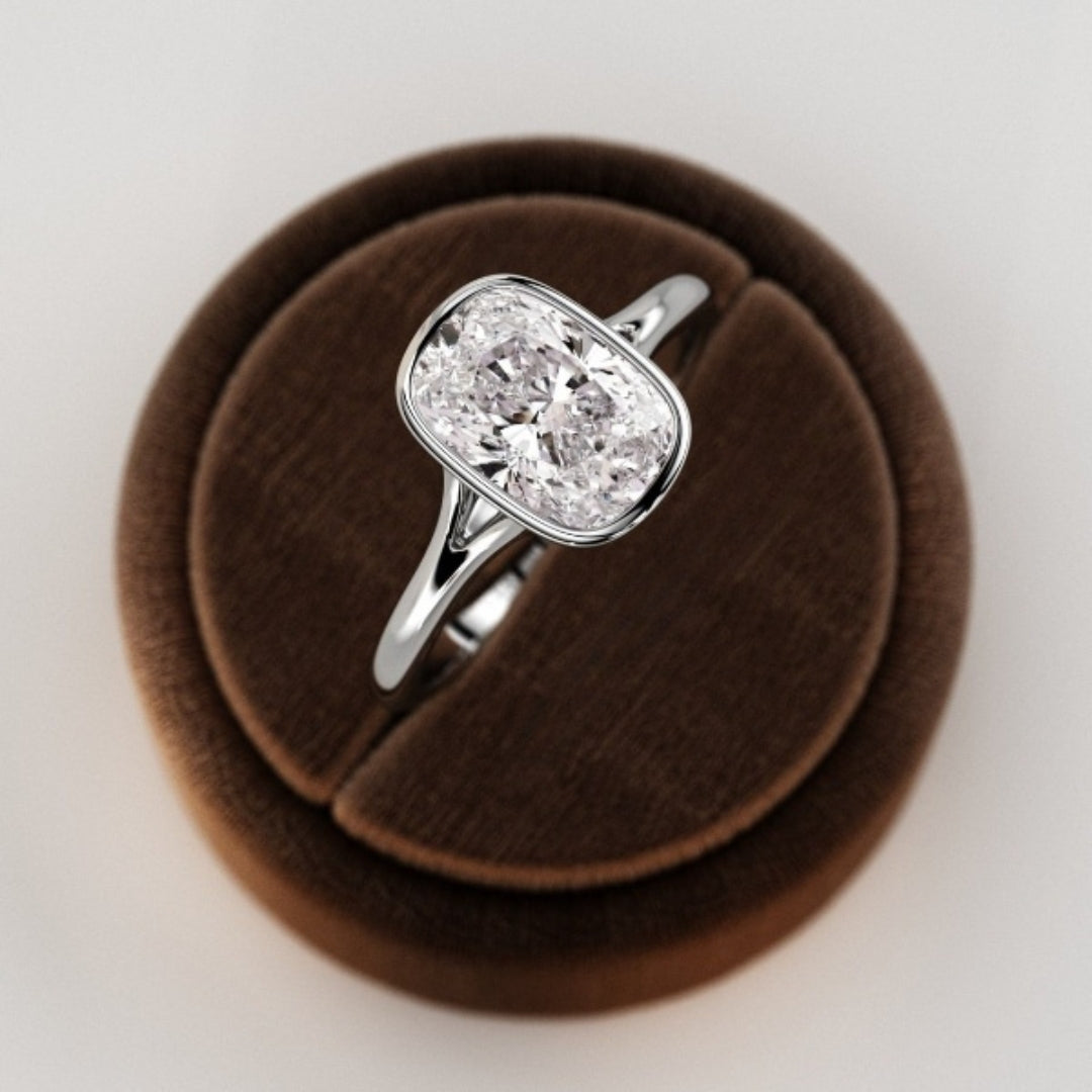 Moissanite 3.30 CT Cushion  Diamond Edwardian Anniversary Ring