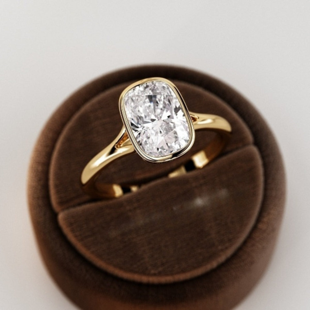 Moissanite 3.30 CT Cushion  Diamond Edwardian Anniversary Ring