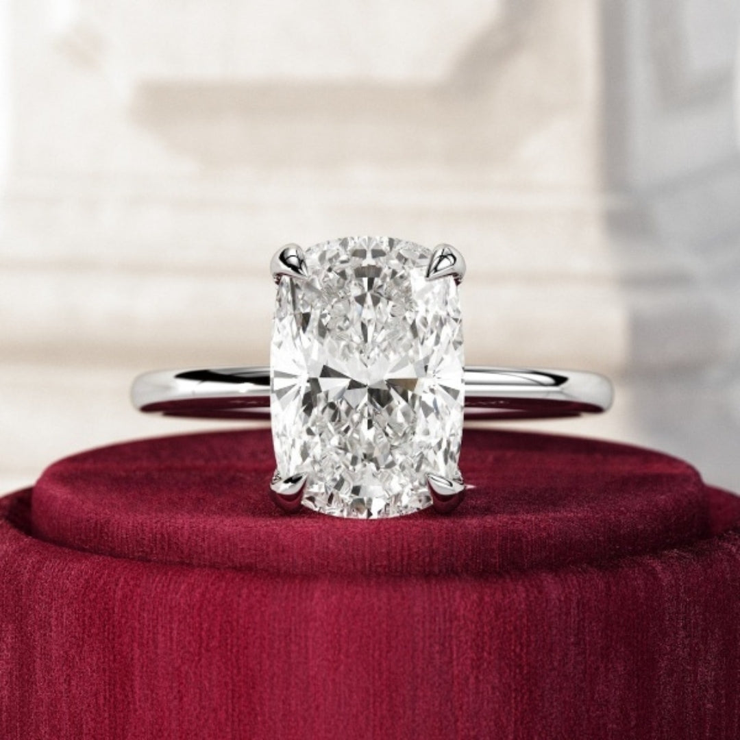 Moissanite 3.20 CT Cushion Diamond Brutalist  Wedding Ring