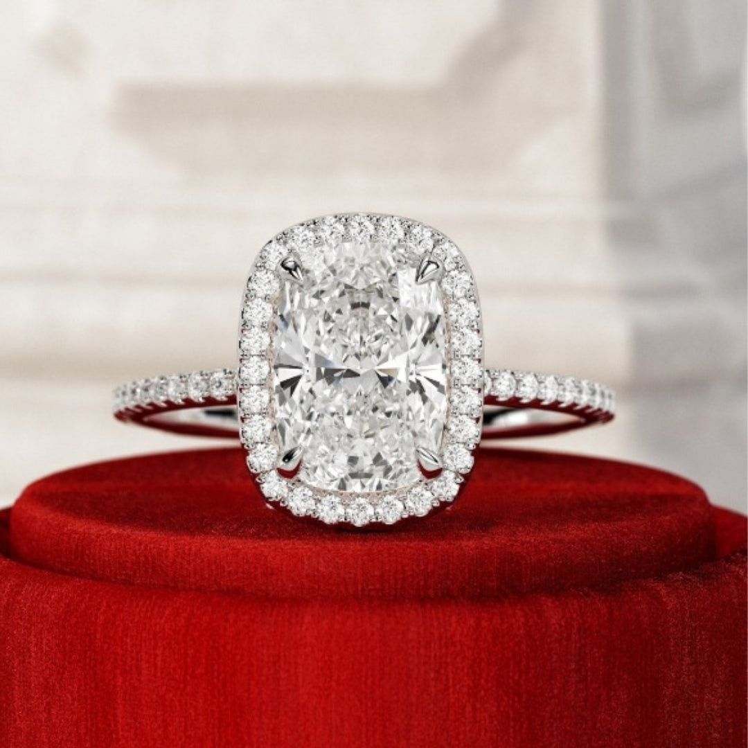 Moissanite 4.09CT Cushion Diamond Edwardian Anniversary Ring