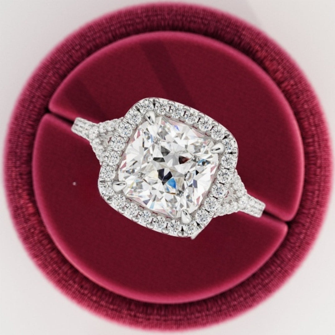 Moissanite 4.75CT Cushion Diamond Edwardian Anniversary Ring