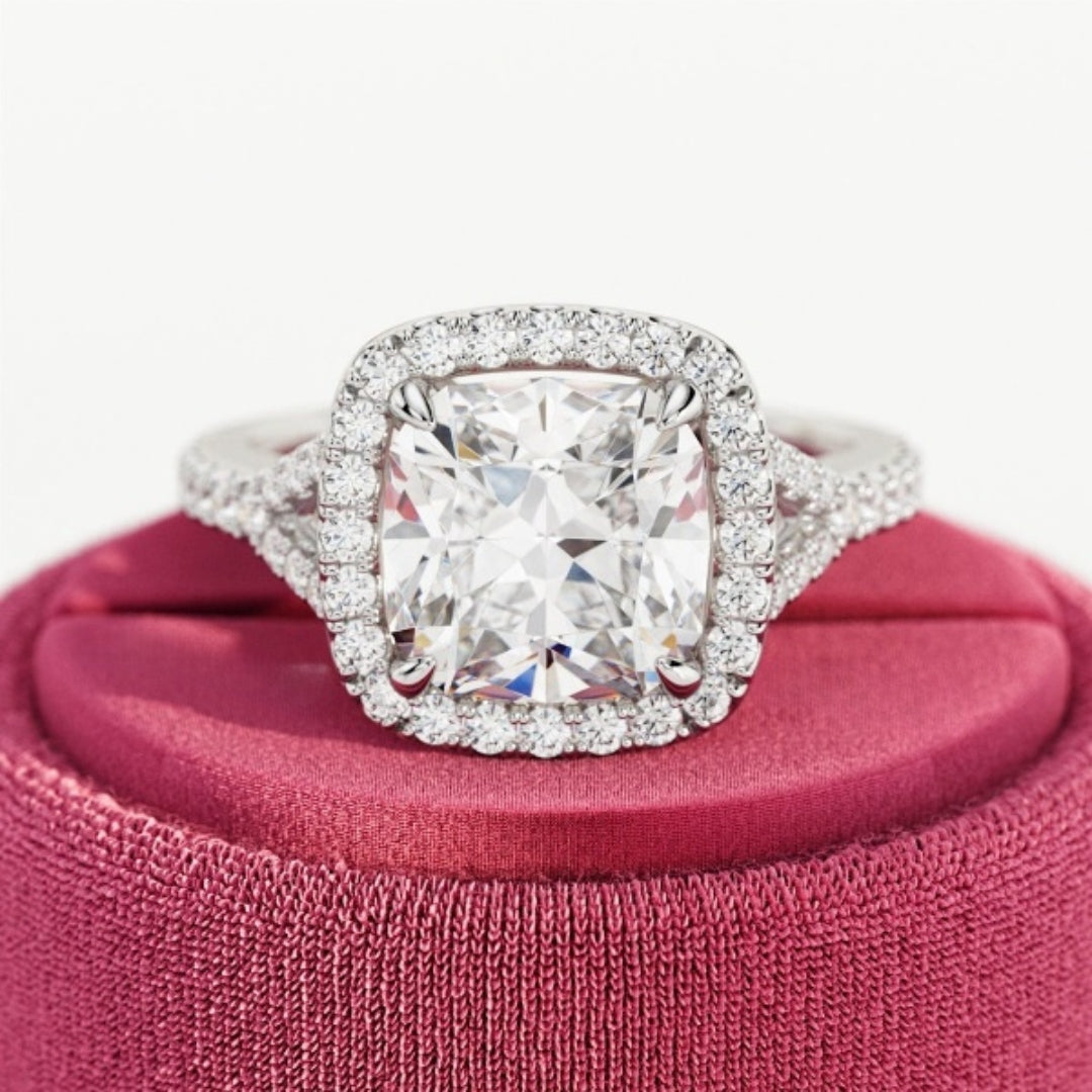 Moissanite 4.75CT kussen diamant Edwardiaanse jubileumring