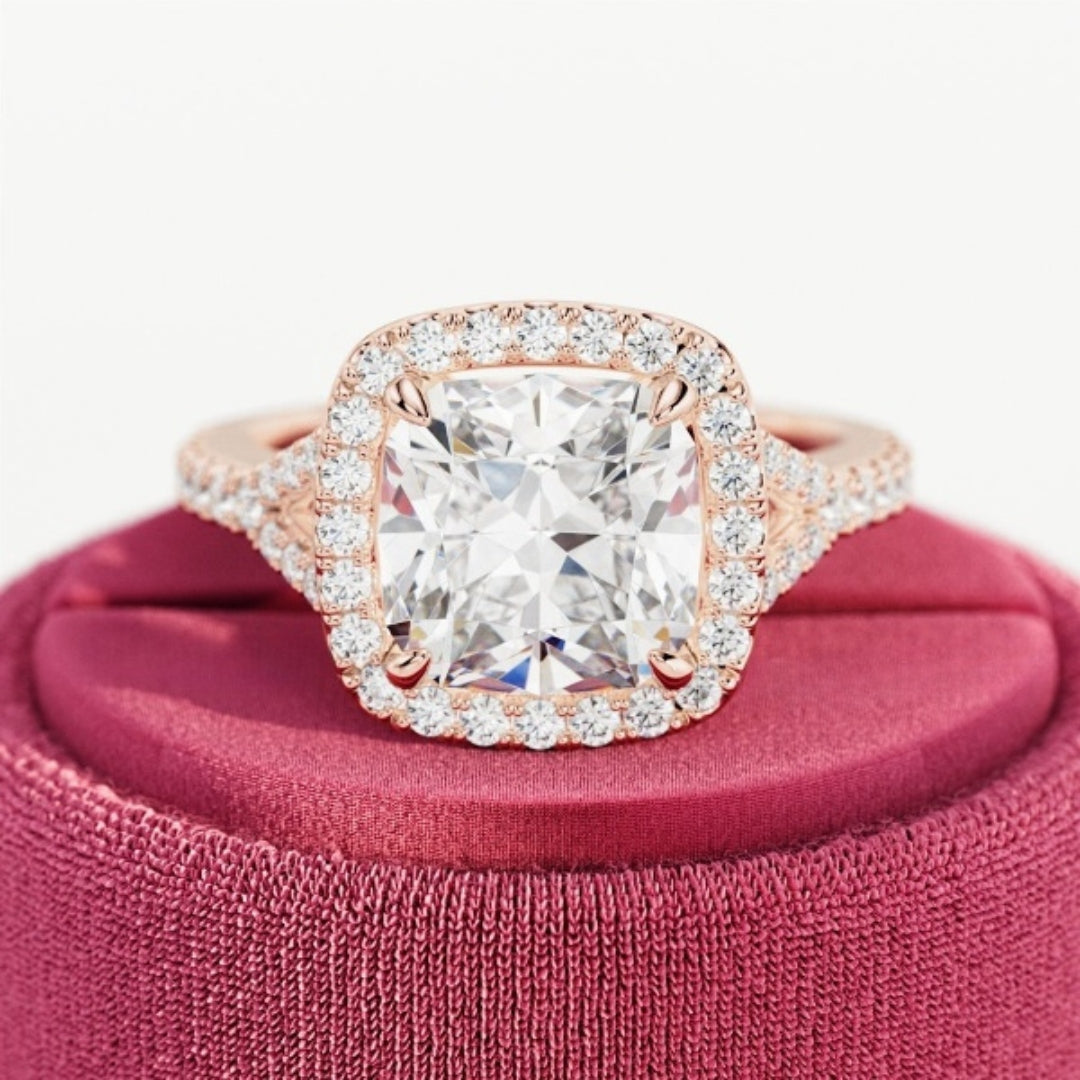 Moissanite 4.75CT Cushion Diamond Edwardian Anniversary Ring