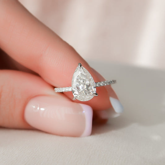 Moissanite 1.50CT Pear Diamond Art Nouveau Anniversary Ring - IBIZ Jewel