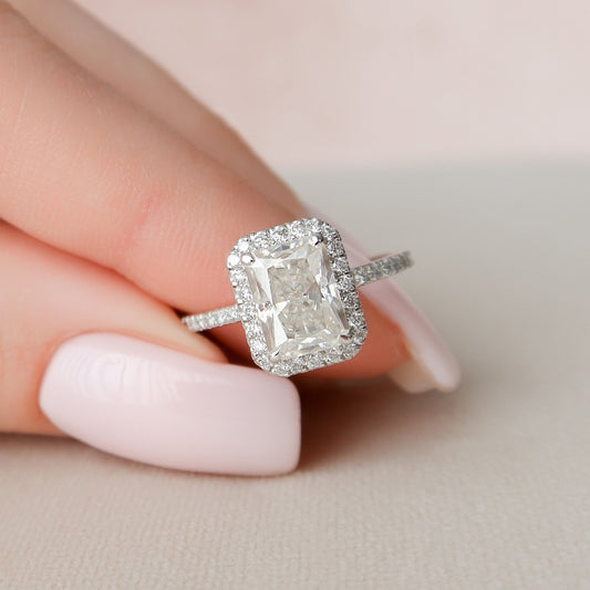 Moissanite 2.0Ct Radiant Diamond Mid-Century Wedding Ring - IBIZ Jewel
