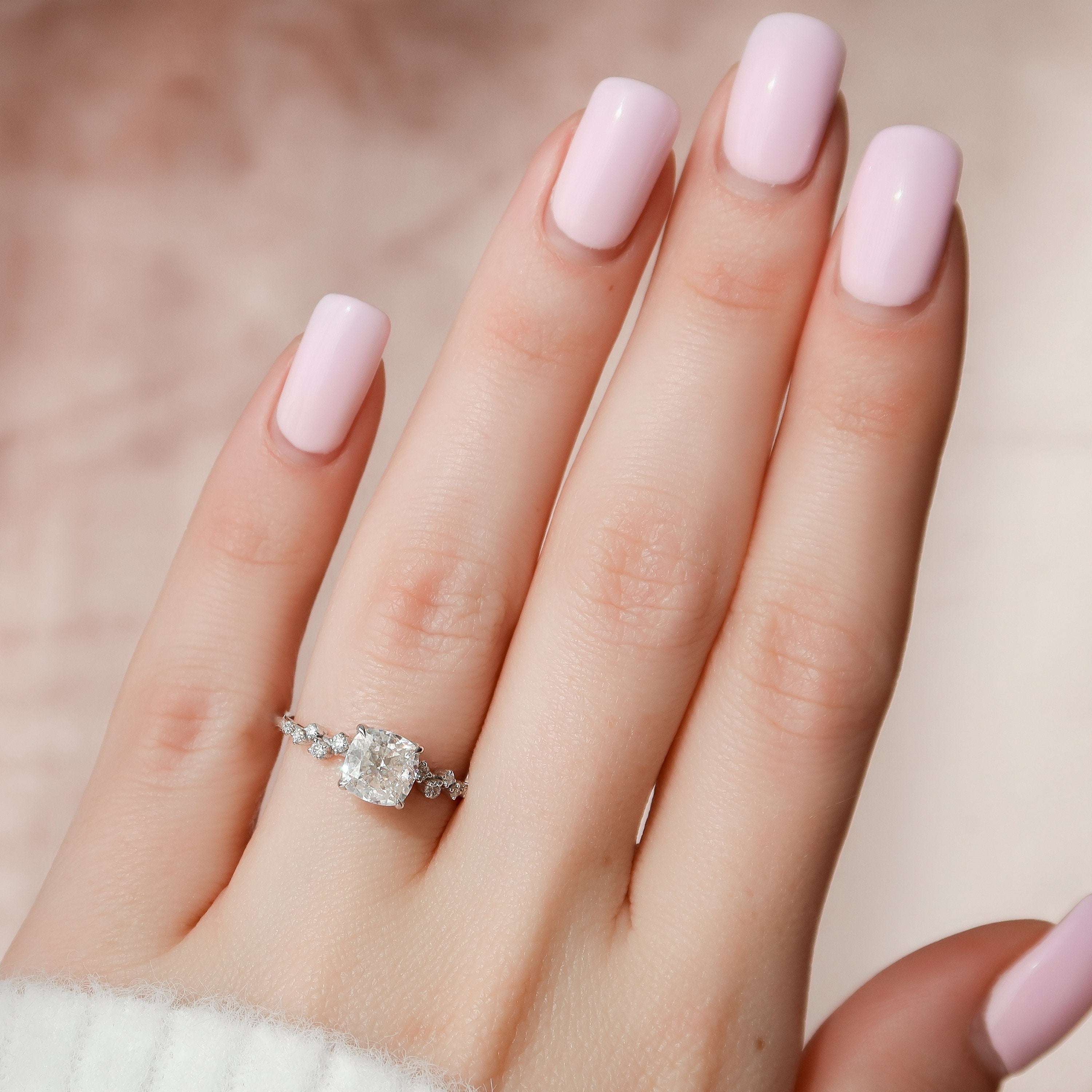 Moissanite 1.50CT Cushion Diamond Boho &amp; Hippie Wedding Ring