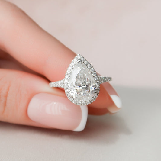 Mossanite 3.0CT Pear Diamond Brutalist Engagement Ring - IBIZ Jewel