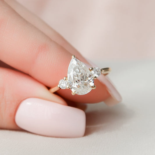 Moissanite 2.0CT Pear Diamond Edwardian Anniversary Ring - IBIZ Jewel