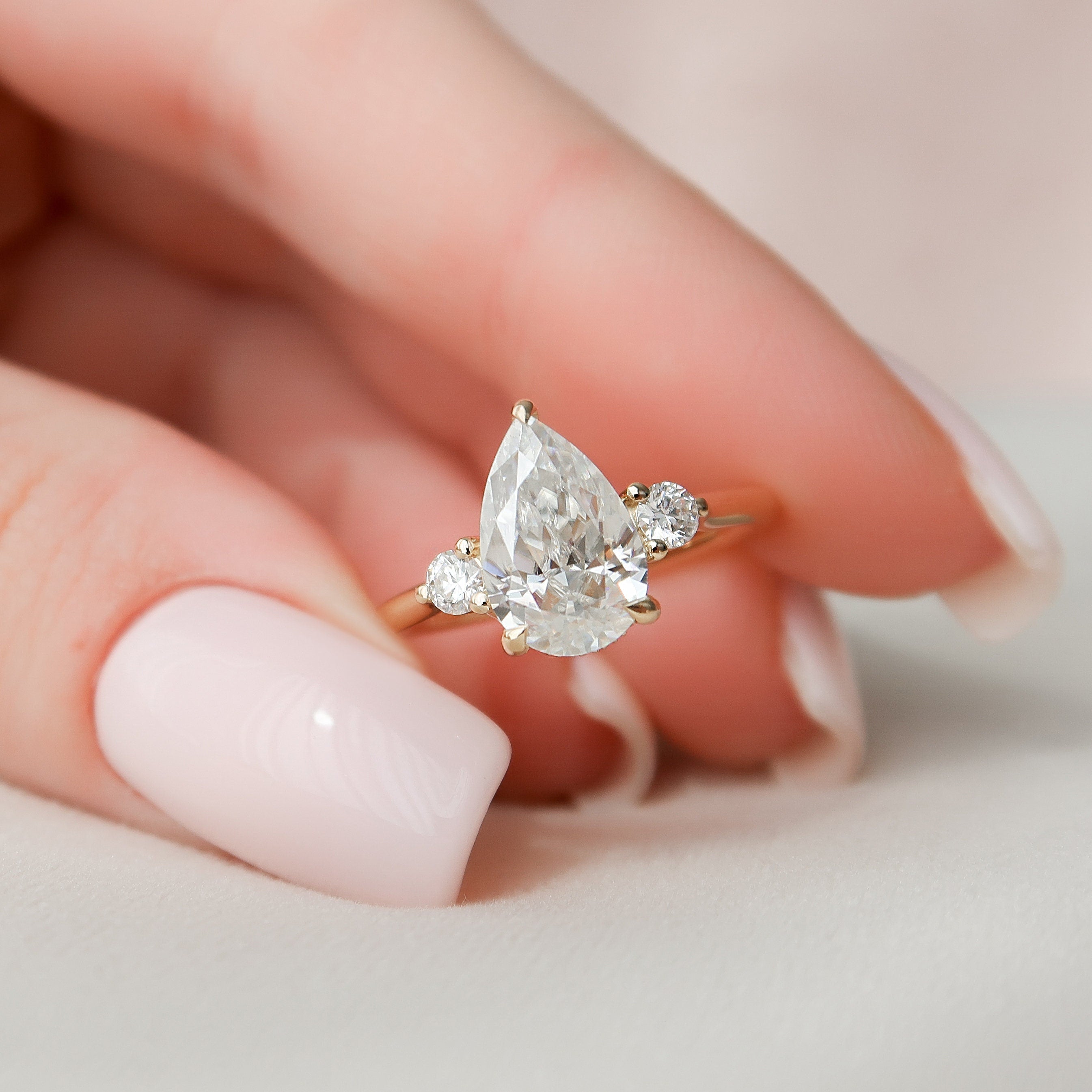 Moissanite 2.0CT Pear Diamond Edwardian Anniversary Ring