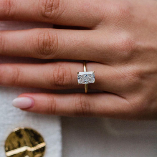 Moissanite 3.0CT Radiant Diamond Art Deco Engagement Ring - IBIZ Jewel