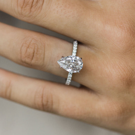 Moissanite 2.10CT Pear Diamond Boho & Hippie Wedding Ring - IBIZ Jewel
