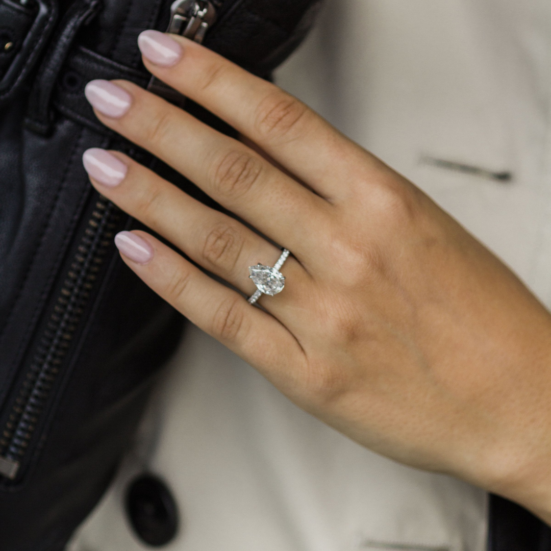 Moissanite 2.10CT Pear Diamond Boho &amp; Hippie Wedding Ring