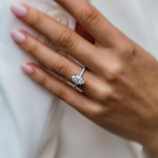 Moissanite 2.0CT Marquise Diamond Brutalist Engagement Ring - IBIZ Jewel