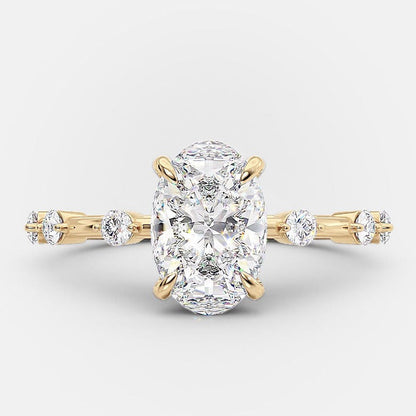 Moissanite 1.50CT Oval Diamond Avant Garde Engagement Ring