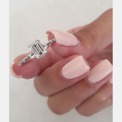 Moissanite 1.0CT Smaragd Diamant Boho &amp;amp; Hippie Handgemaakte Ring