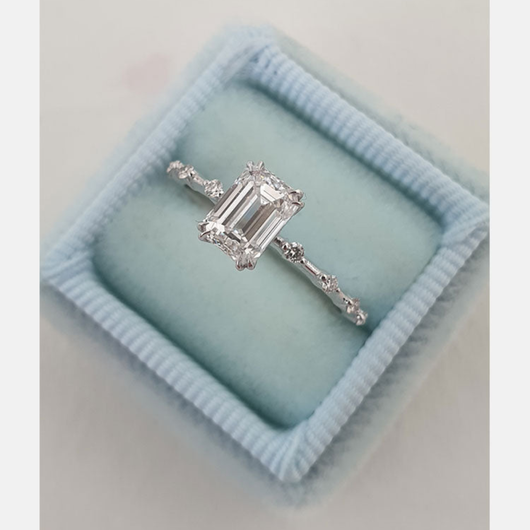 Moissanite 1.0CT Smaragd Diamant Boho &amp;amp; Hippie Handgemaakte Ring