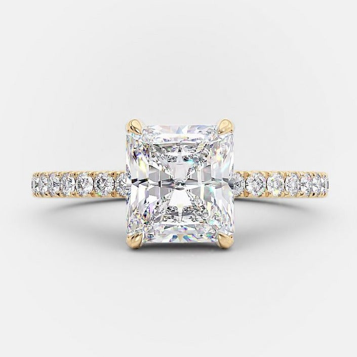 Moissanite 2.0CT Radiant Diamond Mid-Century Engagement Ring