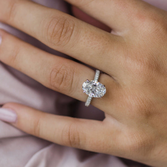 Moissanite 3.40CT Oval Diamond Victorian Anniversary Ring - IBIZ Jewel