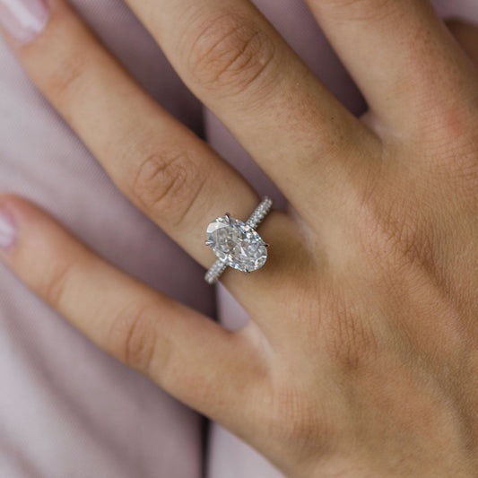 Moissanite 3.40CT Oval Diamond Victorian Anniversary Ring - IBIZ Jewel