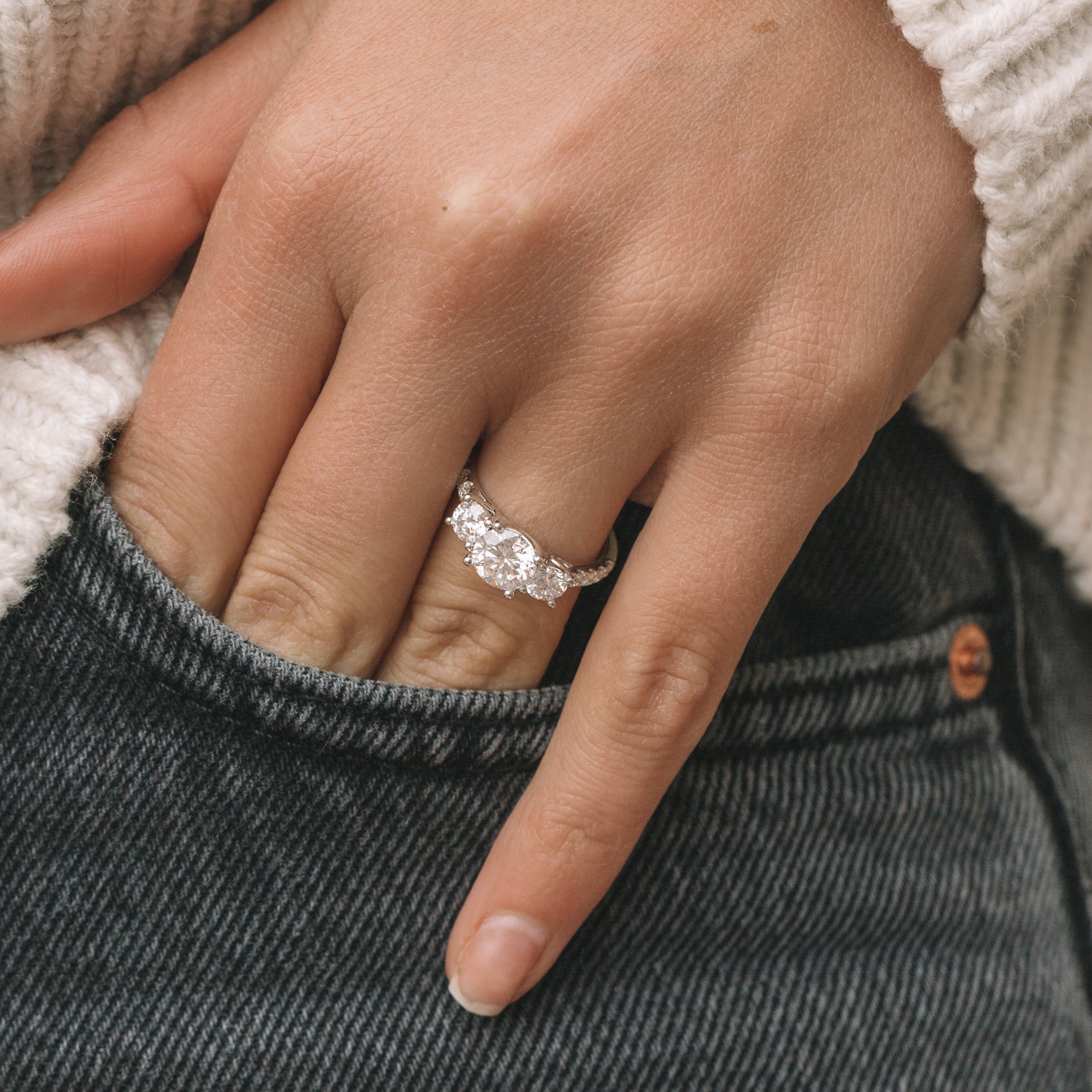 Moissanite 1.60CT Round Diamond Celtic Anniversary Ring