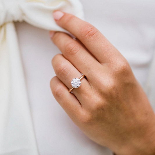 Moissanite 1.10CT Round Diamond Edwardian Wedding Ring - IBIZ Jewel
