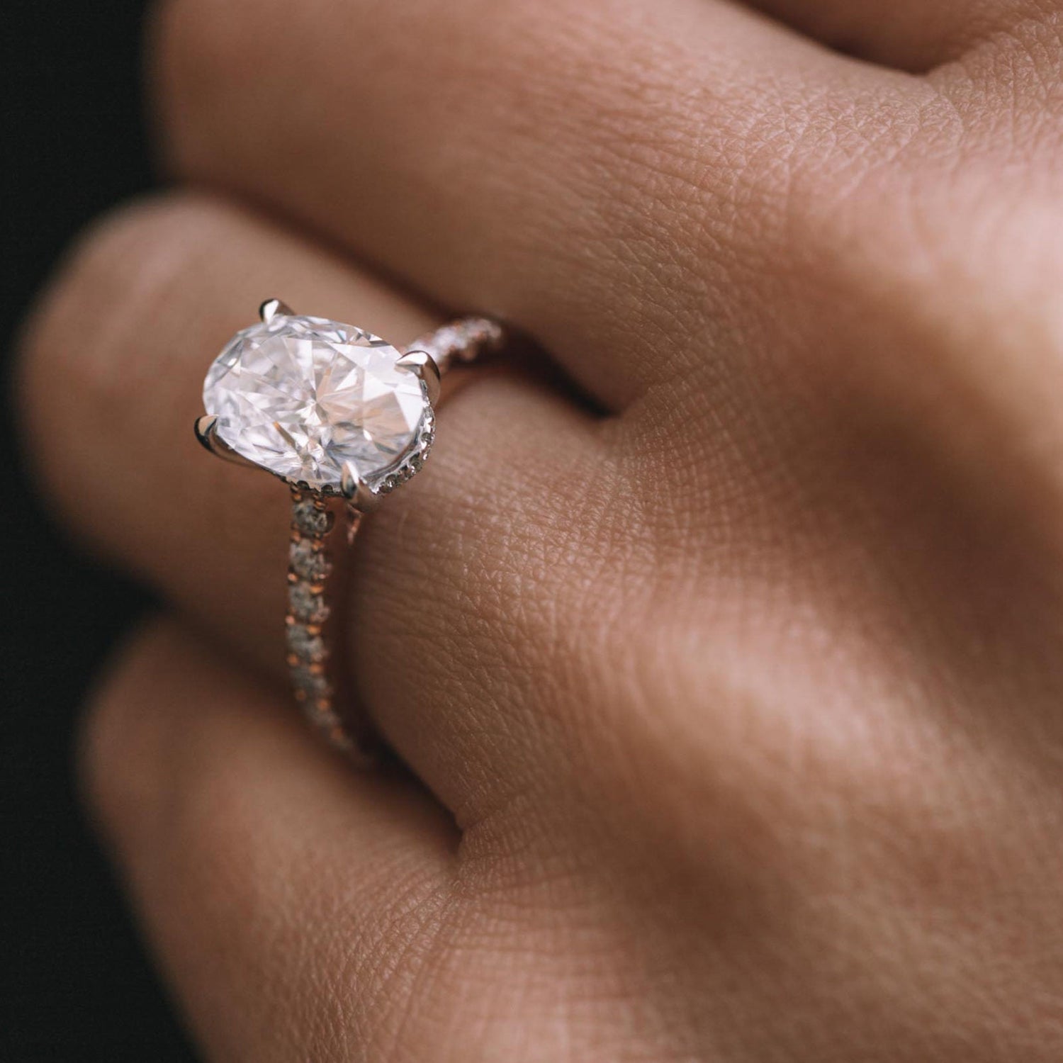 Moissanite 2.05CT Oval Diamond Art Deco Wedding Ring