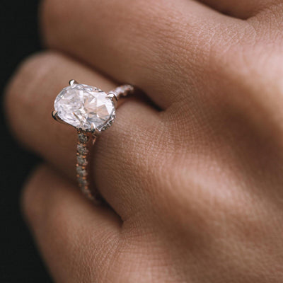 Moissanite 2.05CT Oval Diamond Art Deco Wedding Ring