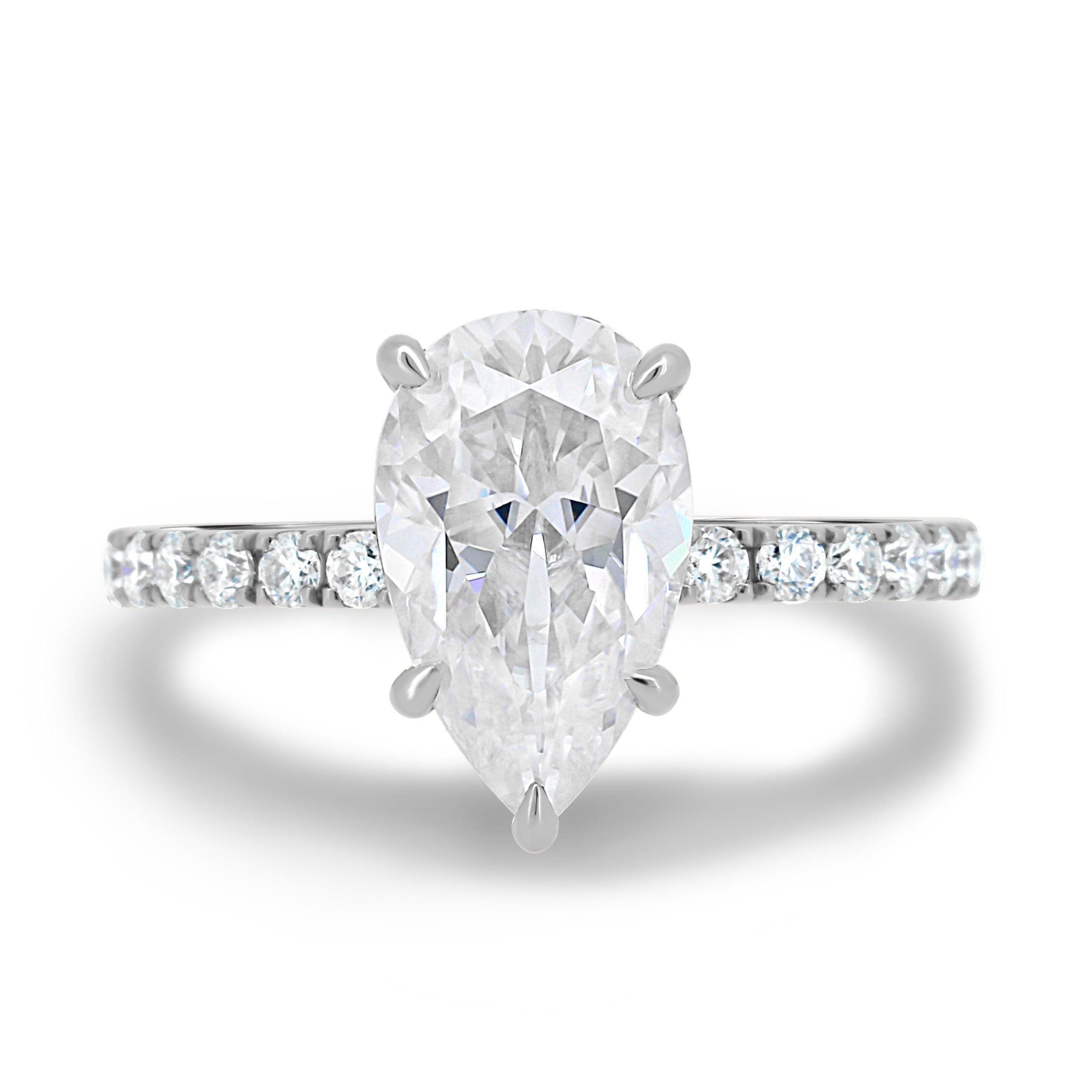 Moissanite 1.80CT Pear Diamond Art Nouveau Engagement Ring