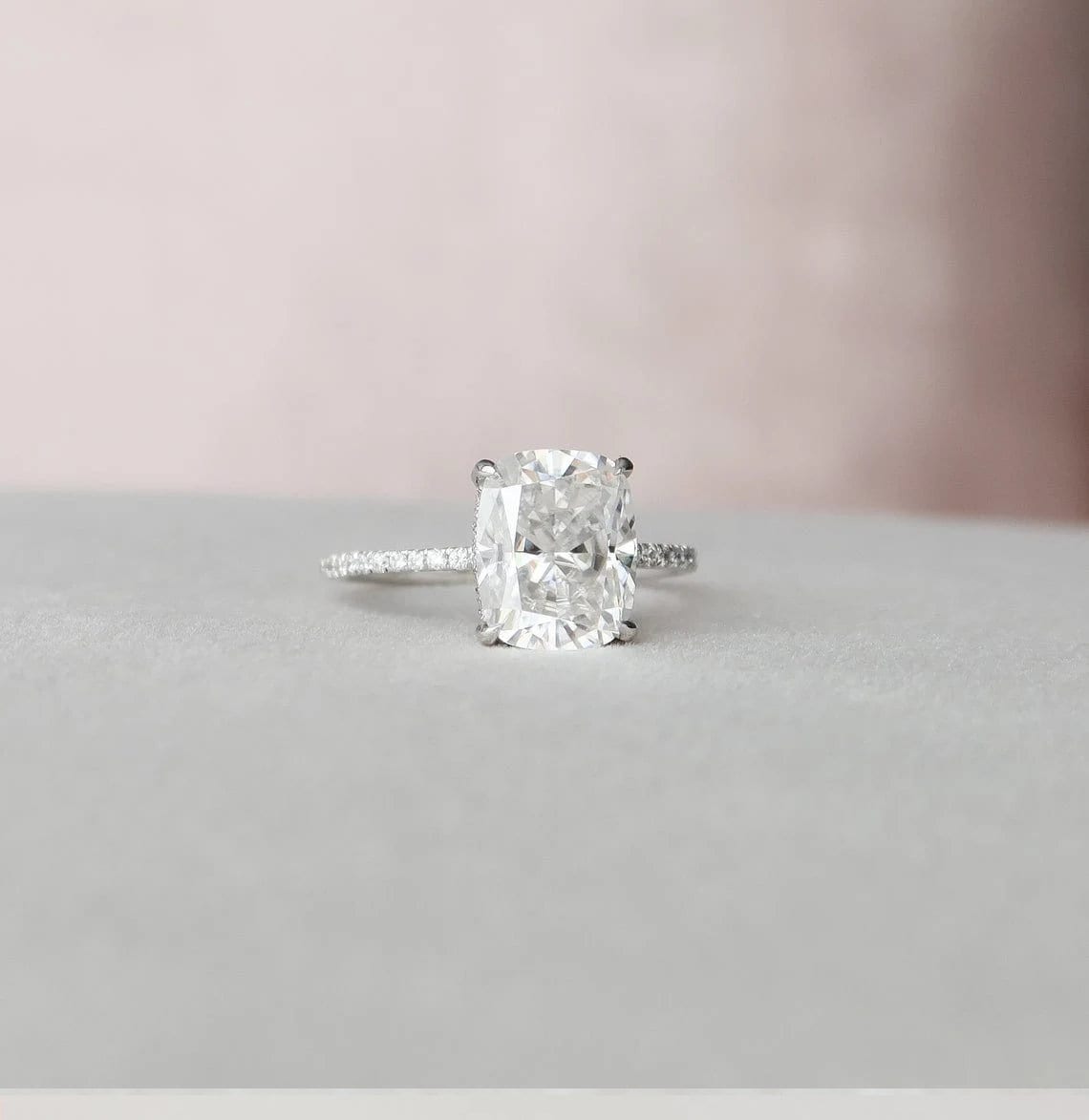 Moissanite 2.80CT Cushion Diamond Minimalist Anniversary Ring