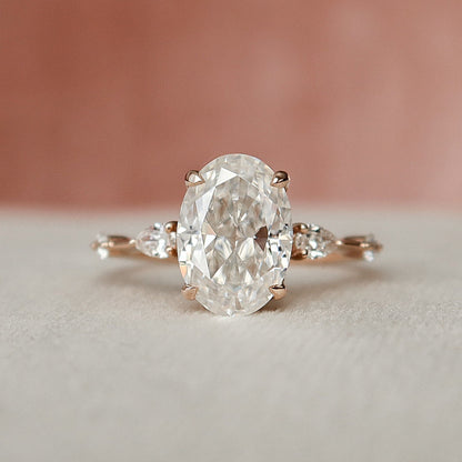 Moissanite 4.50CT Ovale Diamant Art Deco Jubileumring