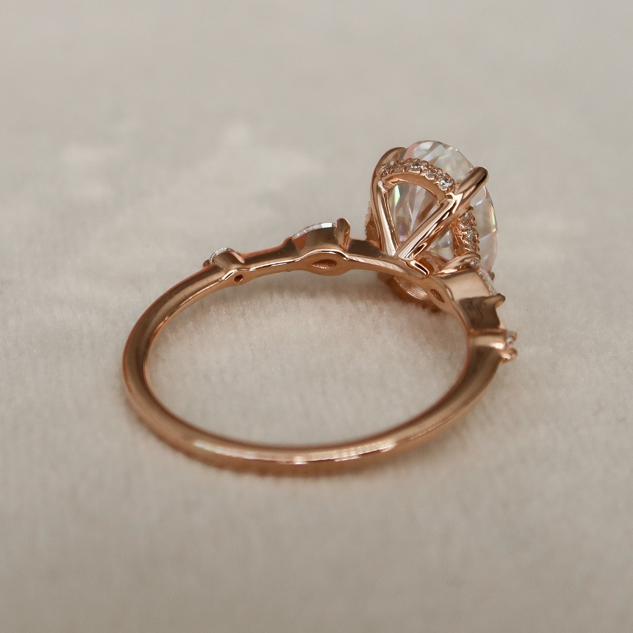 Moissanite 4.50CT Ovale Diamant Art Deco Jubileumring