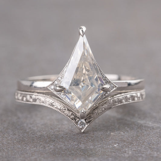 Moissanite 1.45CT Kite Diamond Mid-Century Handmade Ring