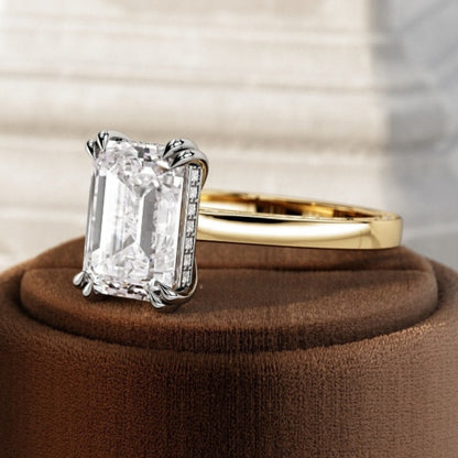 Moisaanite 2.0CT Emerald Diamond Avant Garde Handmade Ring
