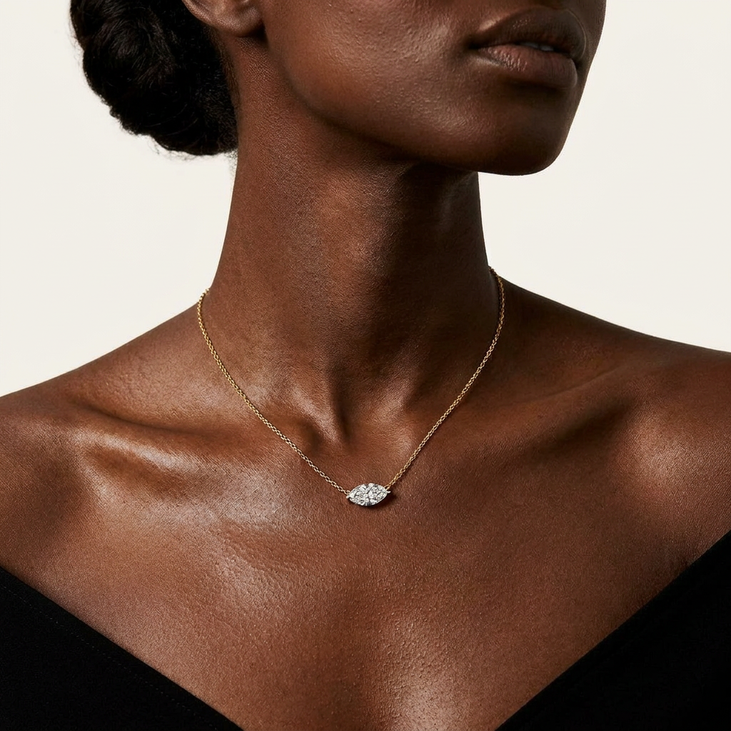 Moissanite 0.25 CT Marquise Cut Diamond East-West Necklace