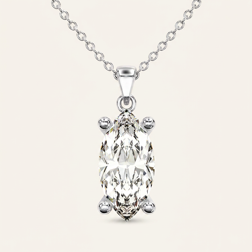 Moissanite 1.00 CT Marquise Cut Diamond Solitaire Necklace