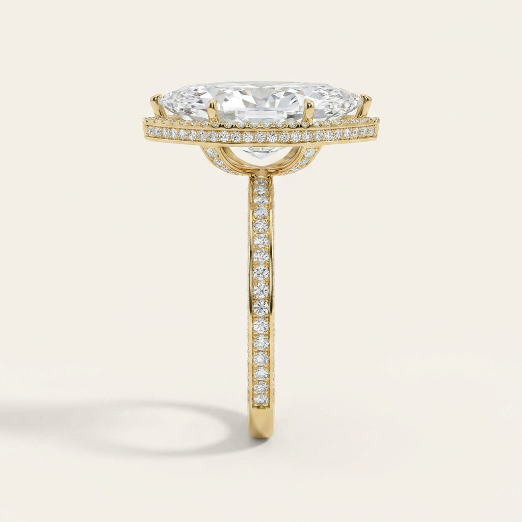 Moissanite 3.60 CT Marquise Cut Diamond Halo Ring