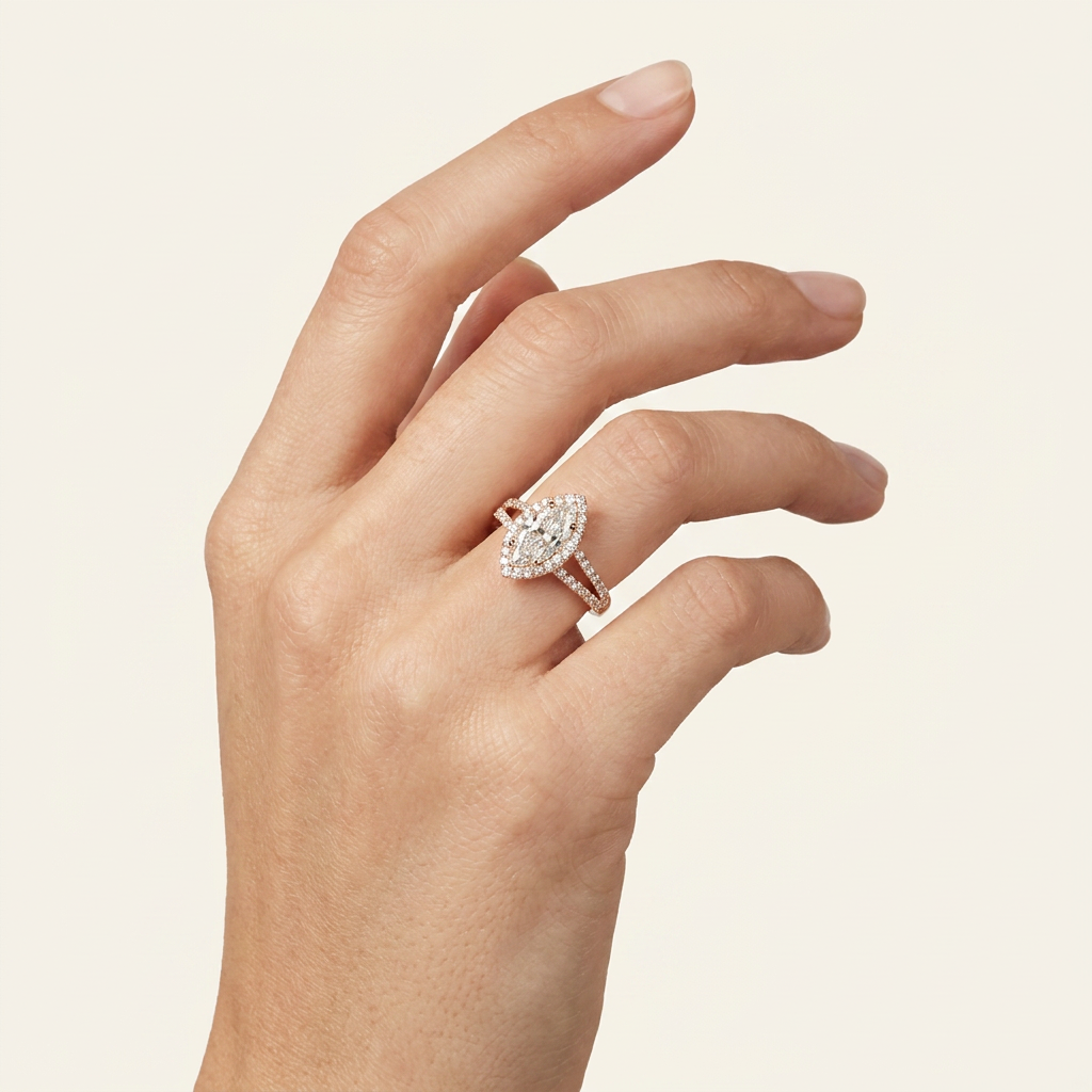 Moissanite 3.79 CT Marquise Cut Diamond Halo Ring