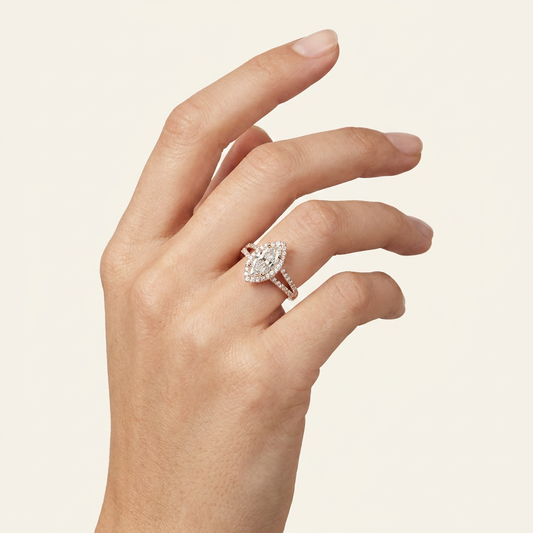 Moissanite 3.79 CT Marquise Cut Diamond Halo Ring