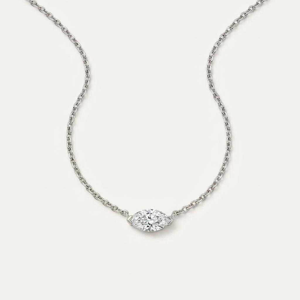 Moissanite 0.25 CT Marquise Cut Diamond East-West Necklace