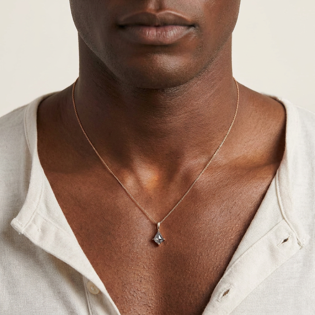 0.76 CT Kite Cut Salt and Pepper Diamond Necklace