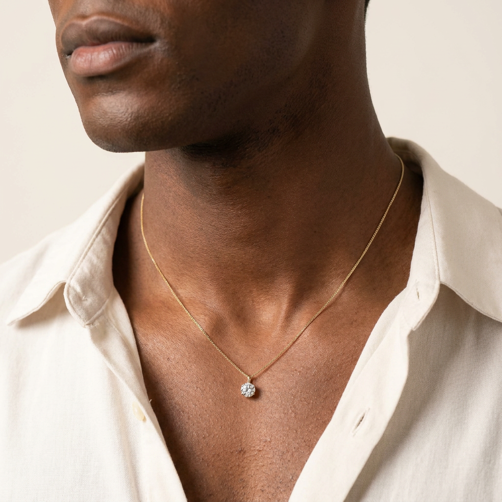 1.09 CT Round Cut Salt and Pepper Diamond Necklace
