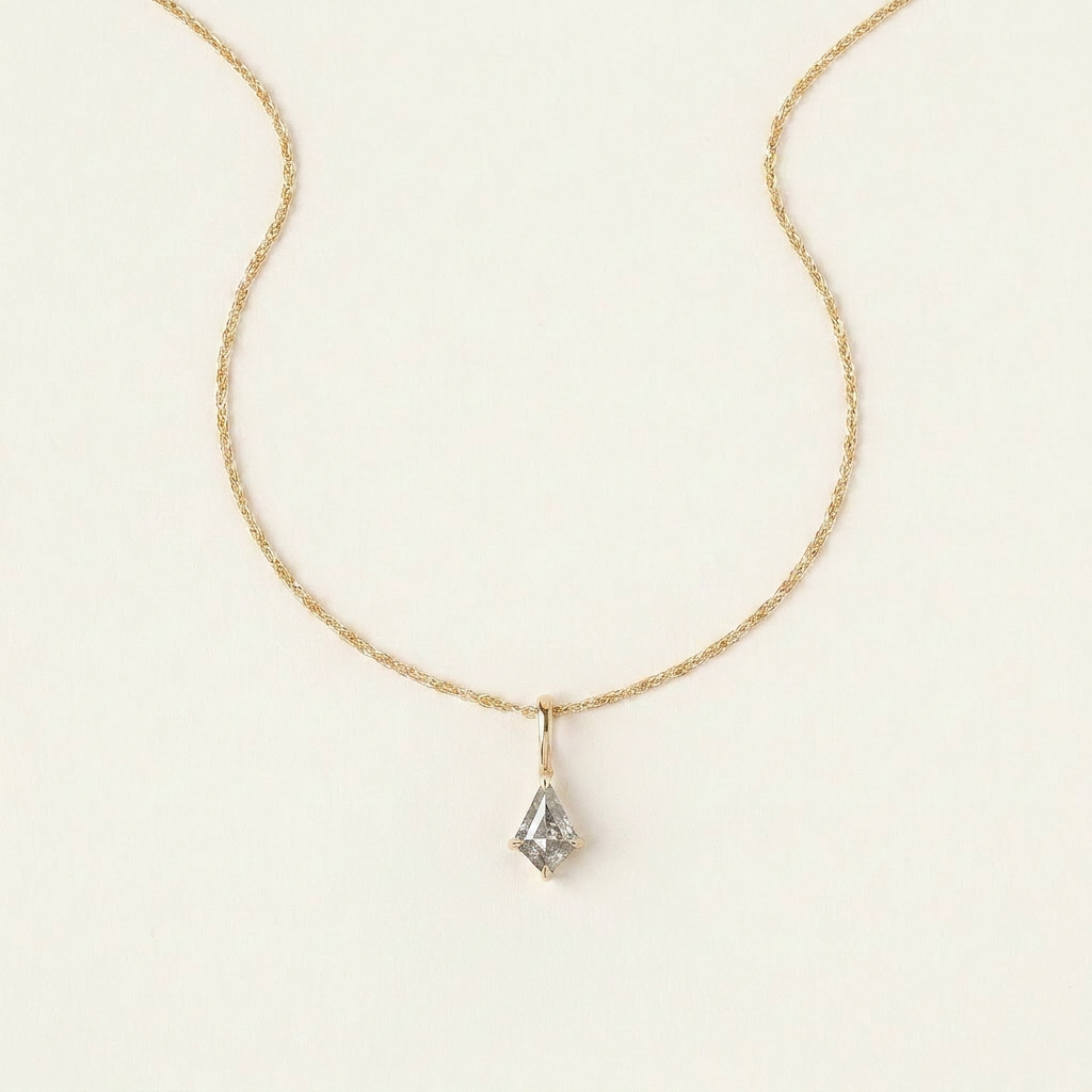 0.78 CT Kite Cut Salt and Pepper Diamond Necklace
