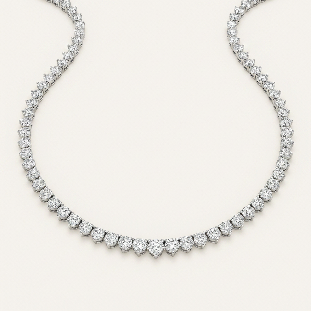 Moissanite 20.00 CT Round Cut Diamond Tennis Necklace