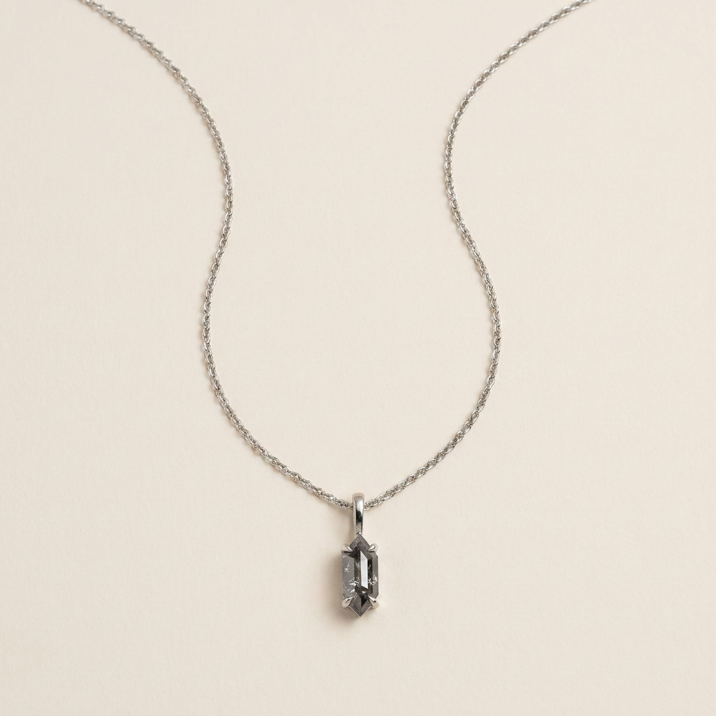 0.67 CT Hexagon Cut Salt and Pepper Diamond Necklace (V2)