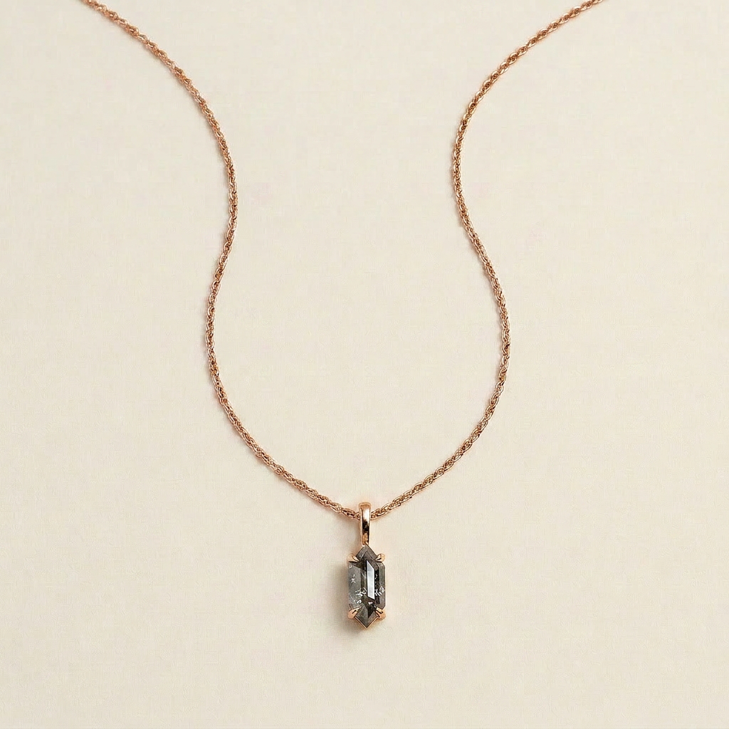 0.67 CT Hexagon Cut Salt and Pepper Diamond Necklace (V2)