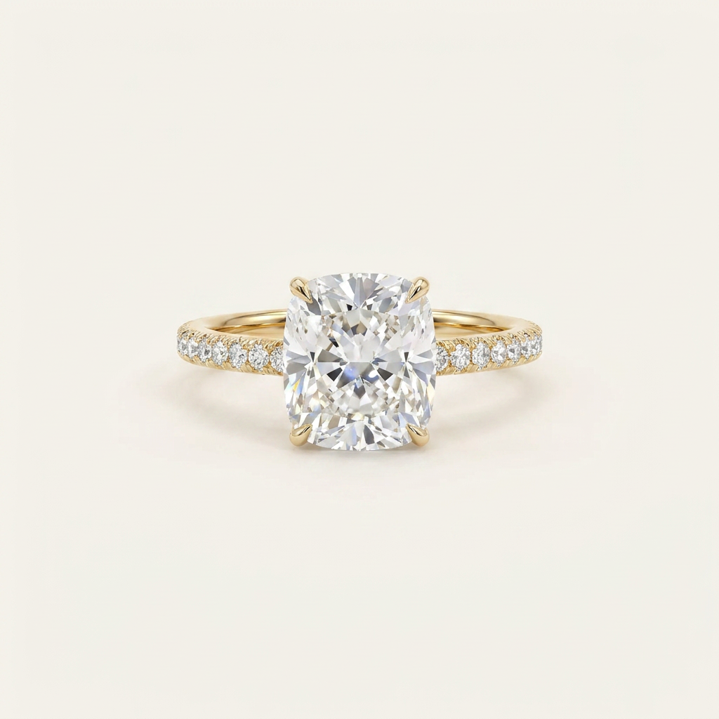 Moissanite 2.20 CT Cushion Cut Diamond Solitaire Ring