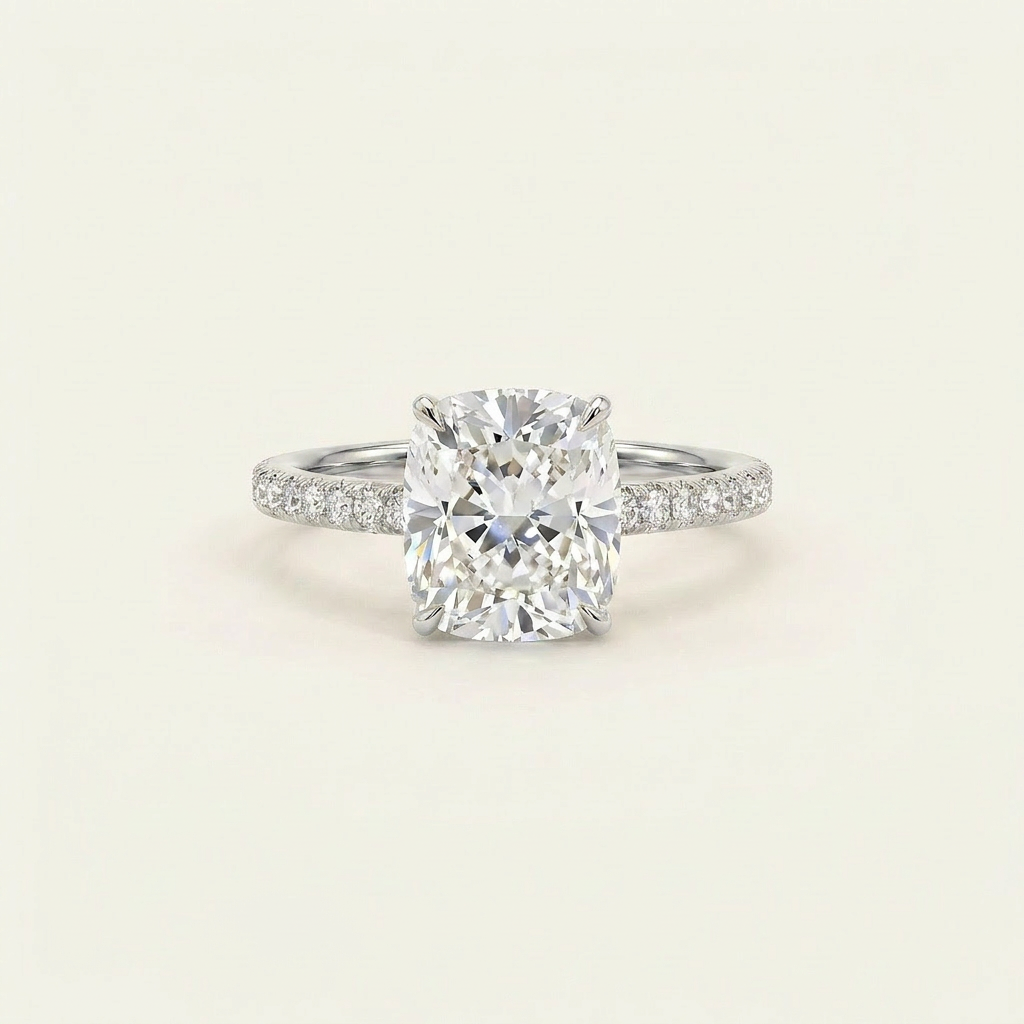 Moissanite 2.20 CT Cushion Cut Diamond Solitaire Ring