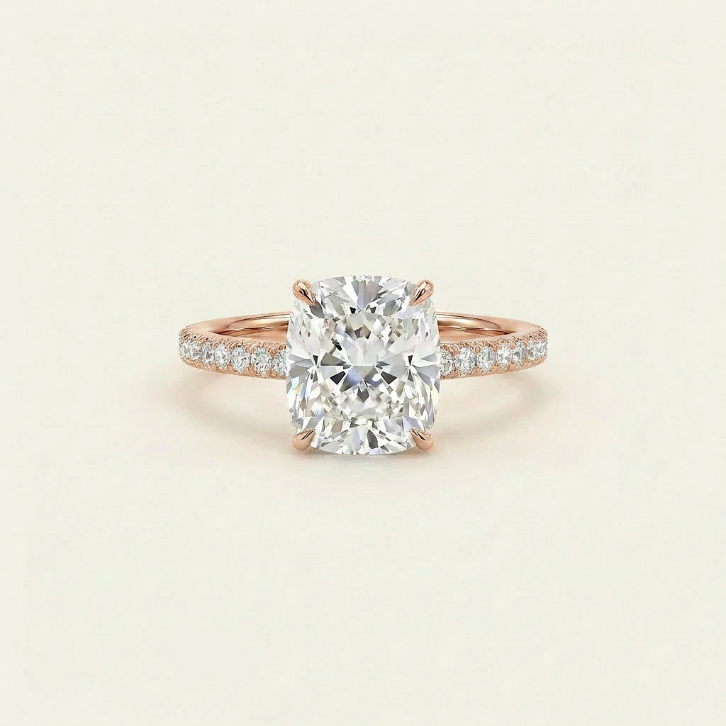 Moissanite 2.20 CT Cushion Cut Diamond Solitaire Ring